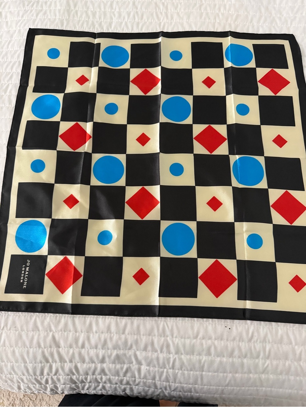 Jo Malone Cream, Black, Red & Blue Geometric Game Scarf